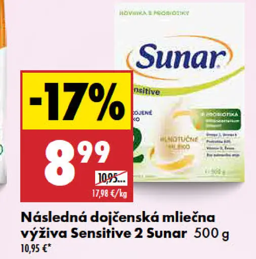Sunar následná dojčenská mliečna výživa Sensitive 2