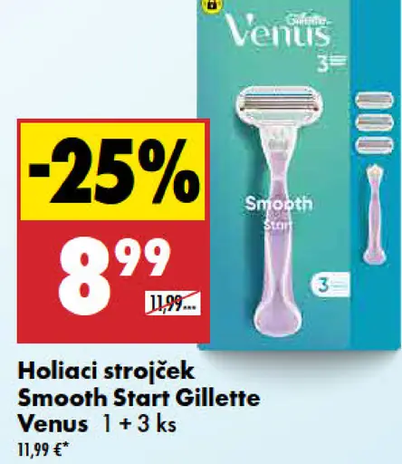 Gillette Venus Smooth Start holiaci strojček 1 držadlo + 3 hlavice
