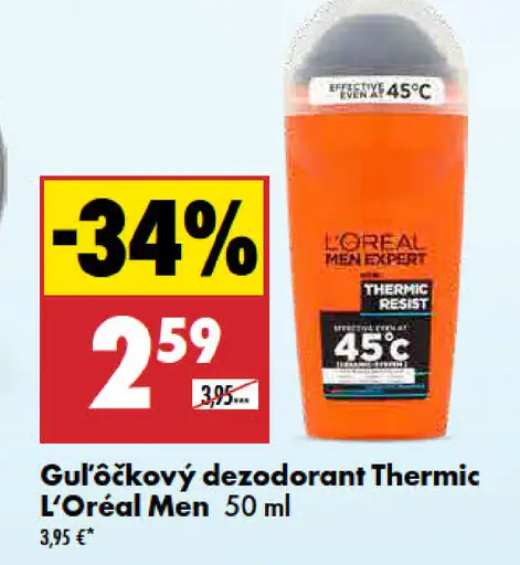 Guľôčkový dezodorant Thermic L'Oréal Men