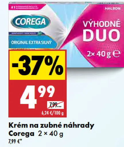 Corega Original extra silný fixačný krém na zubné náhrady jemne mätový
