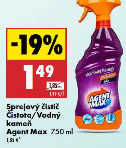 Agent Max Sprejový čistič Čistota/Vodný kameň