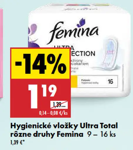 Femina Ultra Total Hygienické vložky rôzne druhy