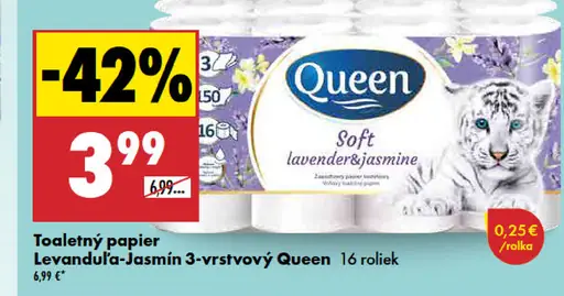 Queen Soft Lavender&Jasmine toaletný papier 3-vrstvový