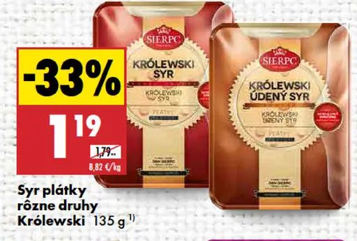 Sierpc Królewski syr plátky rôzne druhy