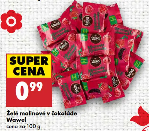 Malinové želé v čokoláde Wawel