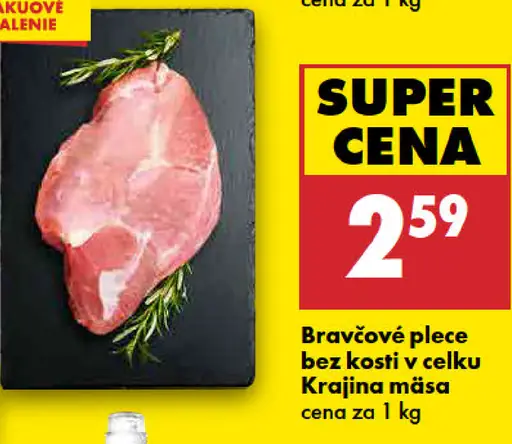 Bravčové plece bez kosti, v celku