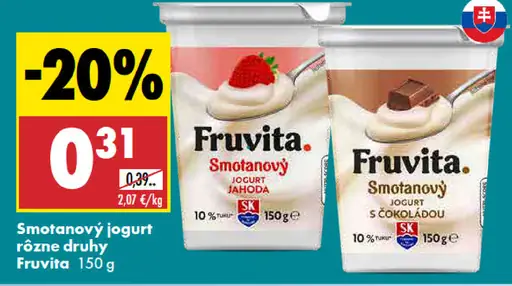 Fruvita smotanový jogurt jahoda; Fruvita smotanový jogurt s čokoládou