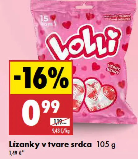 Lolli Lízanky v tvare srdca