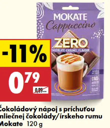 Mokate Cappuccino Zero čokoládový nápoj s príchuťou mliečnej čokolády/írskeho rumu