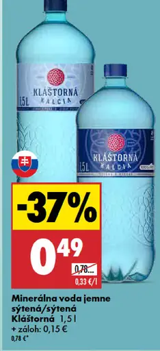 Klaštorná jemne sýtená/sýtená minerálna voda