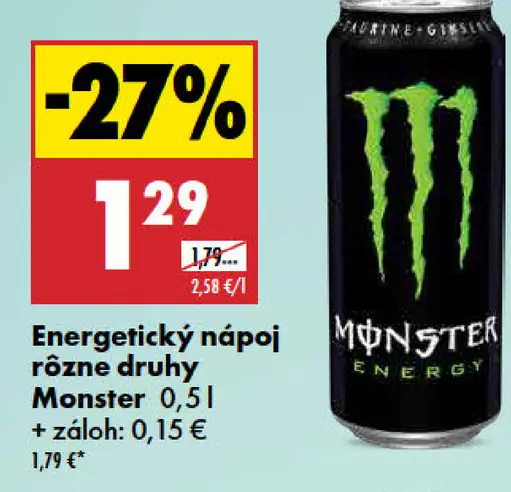Monster energetický nápoj rôzne druhy