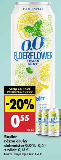 Delmeester radler rôzne druhy plechovka