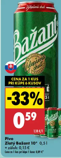 Zlatý Bažant 10° plechovka