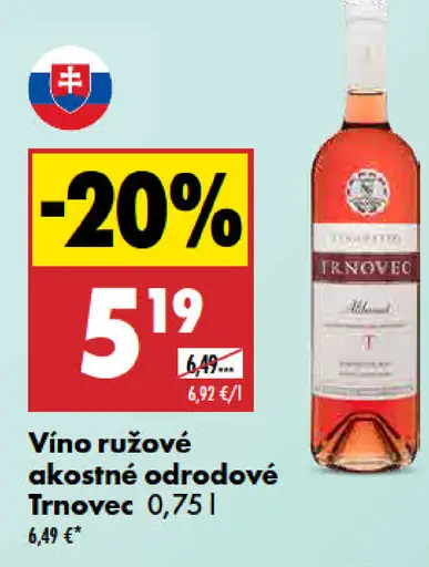 Trnovec akostné odrodové ružové víno