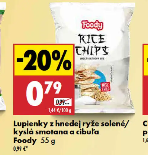 Foody lupienky z hnedej ryže solené/kyslá smotana a cibuľa