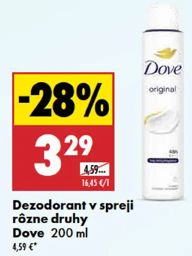 Dove dezodorant v spreji rôzne druhy