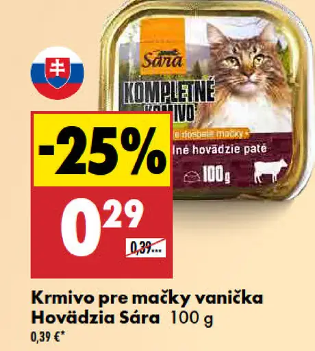 Sáňa krmivo pre mačky vanička hovädzie paté