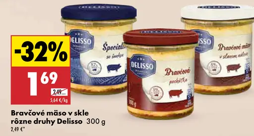 Delisso Bravčové mäso v skle rôzne druhy