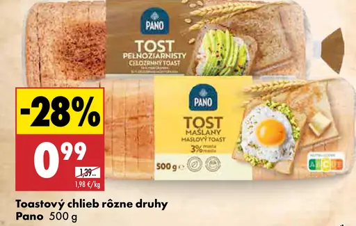 Pano toastový chlieb rôzne druhy