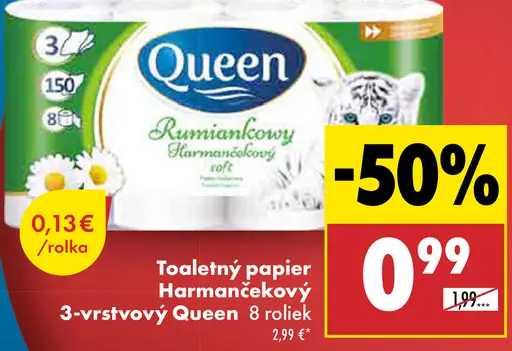 Queen harmančekový toaletný papier 3-vrstvový