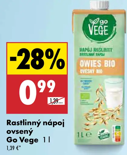 Go Vege rastlinný nápoj ovsený bio