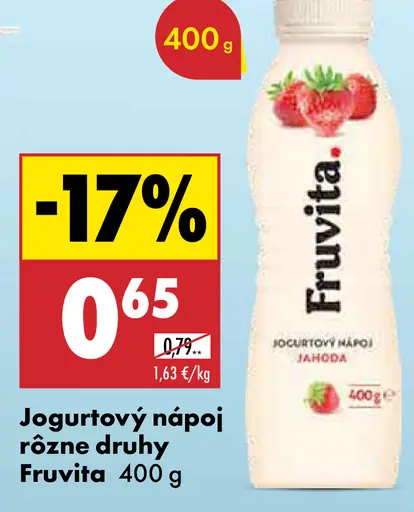 Fruvita jogurtový nápoj jahoda rôzne druhy