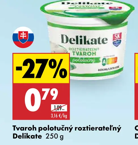 Delikate tvaroh polotučný rozotierateľný