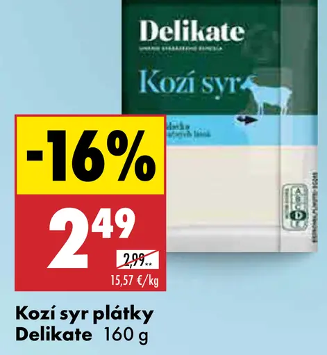 Delikate Kozí syr plátky