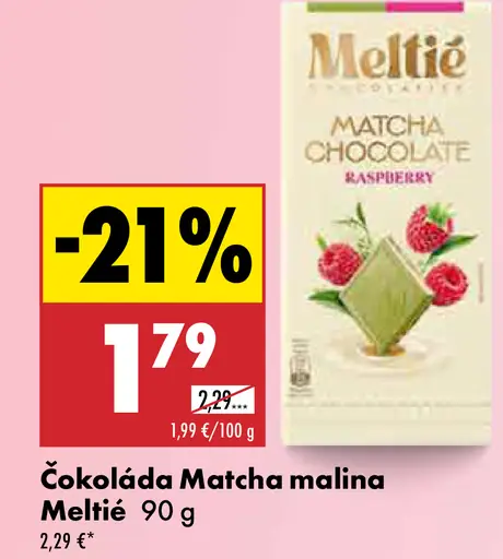 Meltie čokoláda Matcha s malinami