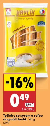 Havlik Tyčinky so syrom a soľou originál