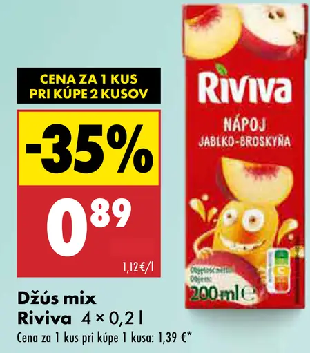 Riviva nápoj mix jablko-broskyňa