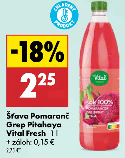 Vital Fresh šťava pomaranč grep pitahaya