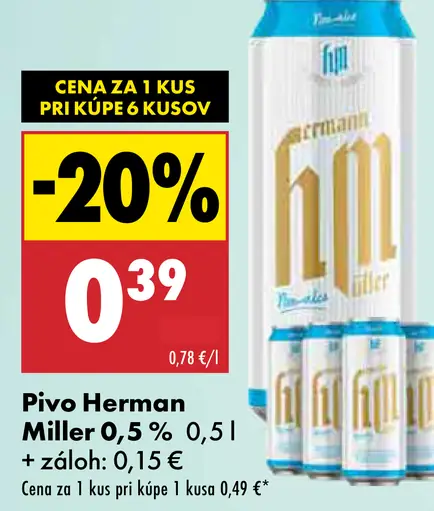Herman Müller 0,5 % nealkoholické pivo plechovka