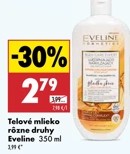 Eveline telové mlieko rôzne druhy