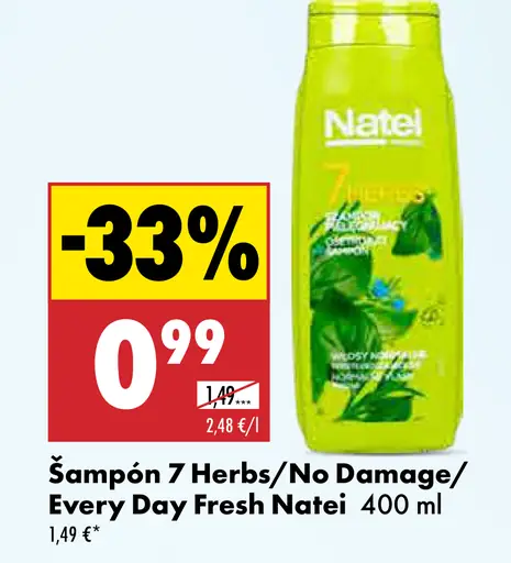 Natei šampón 7 Herbs/No Damage/Every Day Fresh