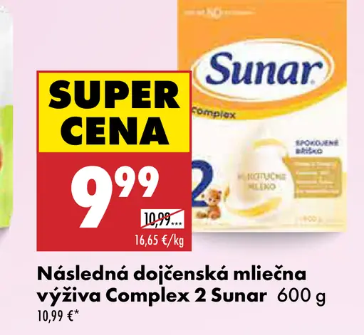 Následná dojčenská mliečna výživa Complex 2 Sunar