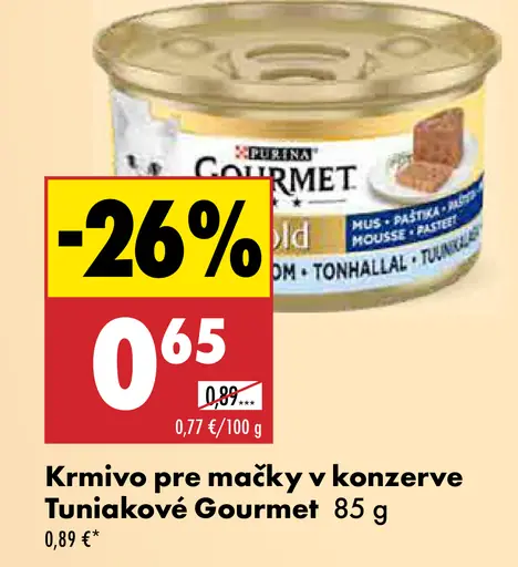 Purina Gourmet krmivo pre mačky v konzerve tuniakové