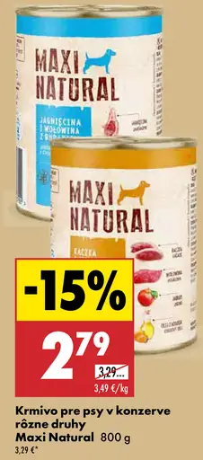 Maxi Natural krmivo pre psy v konzerve rôzne druhy