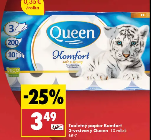 Queen Komfort toaletný papier 3-vrstvový
