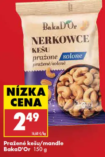 BakaD’Or pražené kešu alebo mandle solené