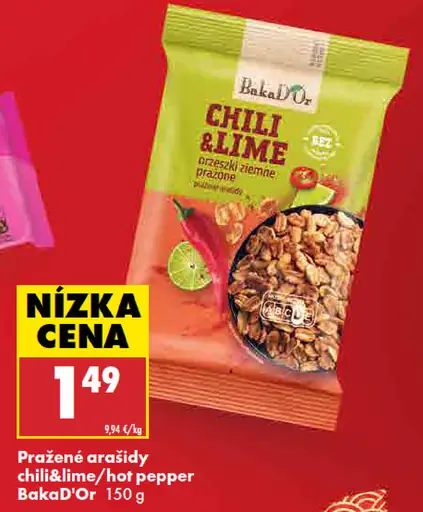 BakaD’Or pražené arašidy chilli & lime alebo hot pepper