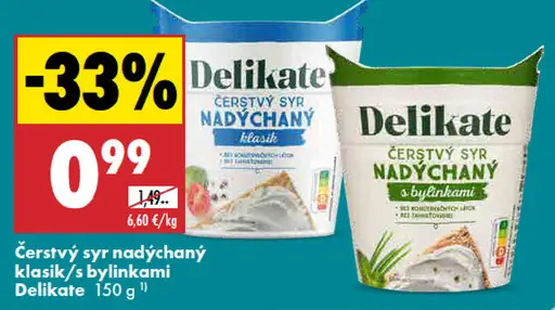 Delikate Čerstvý syr nadýchaný s bylinkami