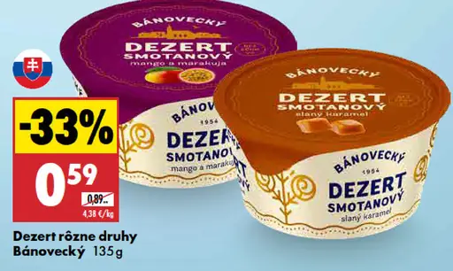 Bánovecký smotanový dezert rôzne druhy