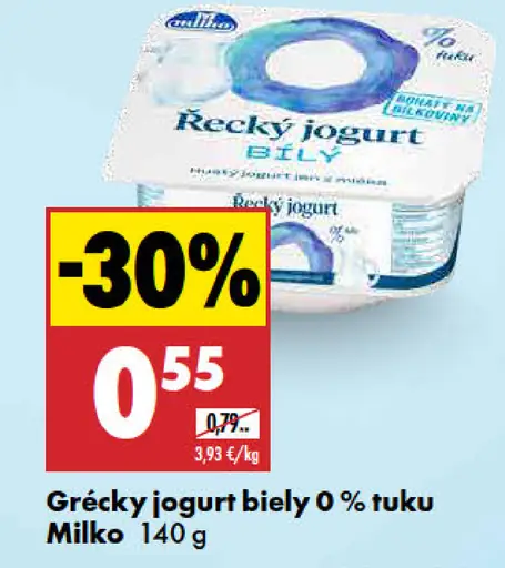 Milko Řecký jogurt 0% biely