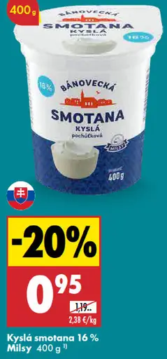 Bánovecká kyslá smotana 16 %