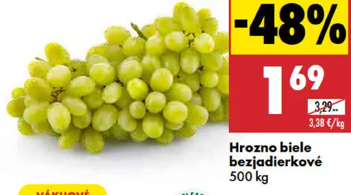 Hrozno biele bezjadierkové