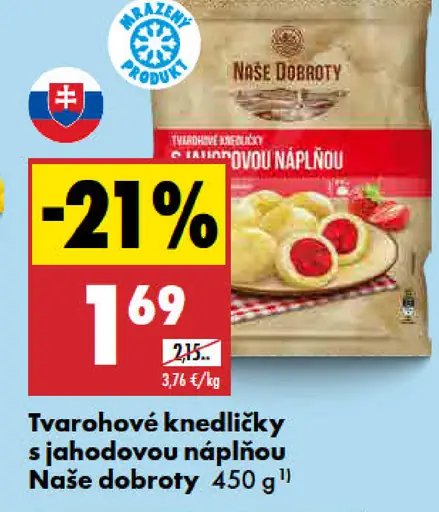 Naše dobroty Tvarohové knedličky s jahodovou náplňou