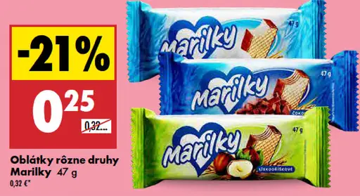 Marilky oblátky rôzne druhy