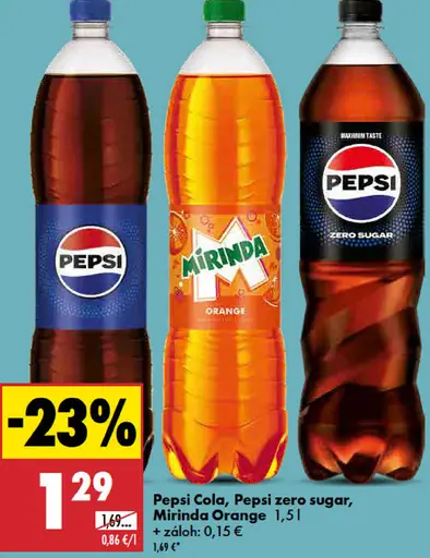 Pepsi Cola, Pepsi Zero Sugar, Mirinda Orange nealkoholický nápoj
