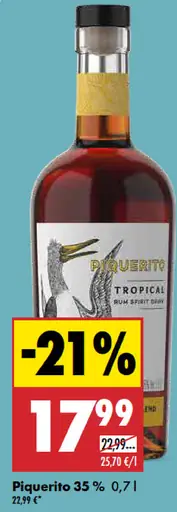 Piquerito Tropical rum spirit drink 35 %